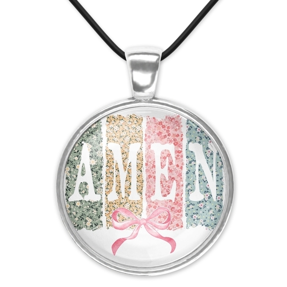 None Jewelry - Elegant Amen Pendant Necklace 1 Inch
